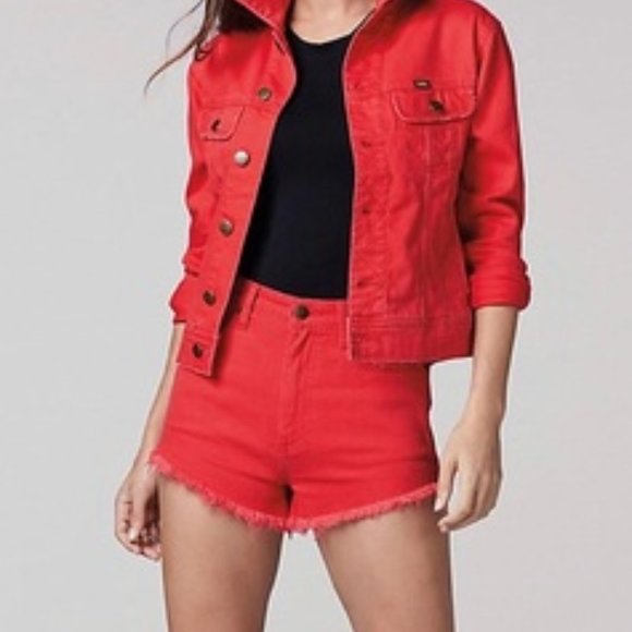 LEE Vintage Modern Red Denim High Rise Jean Shorts - Picture 3 of 11